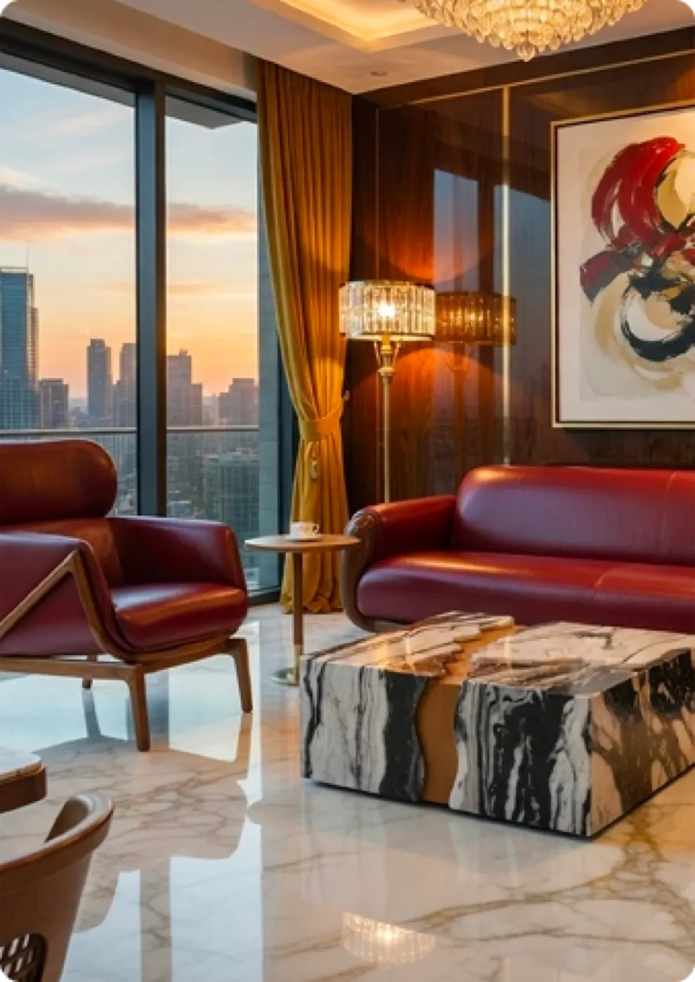 Ovion leather seating in a residential interior